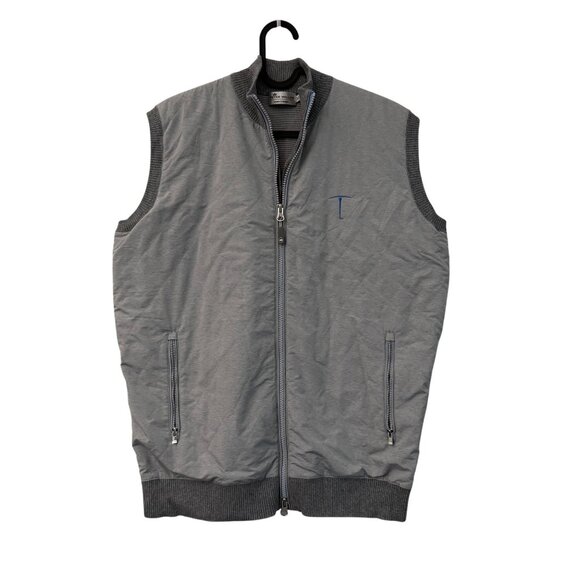 Peter Millar Crown Comfort Gray Quilted Full Zip Lined Vest Logo Mens Size M - Picture 1 of 6